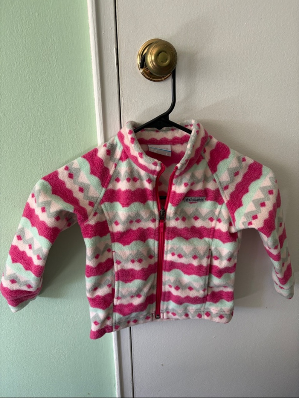 Columbia 3T Pink & Mint Patterned Fleece Jacket